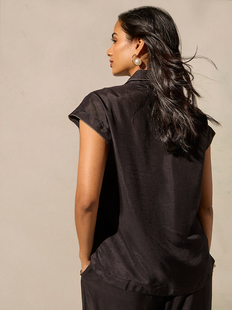 Samoh Solid Top with Camisole - Black