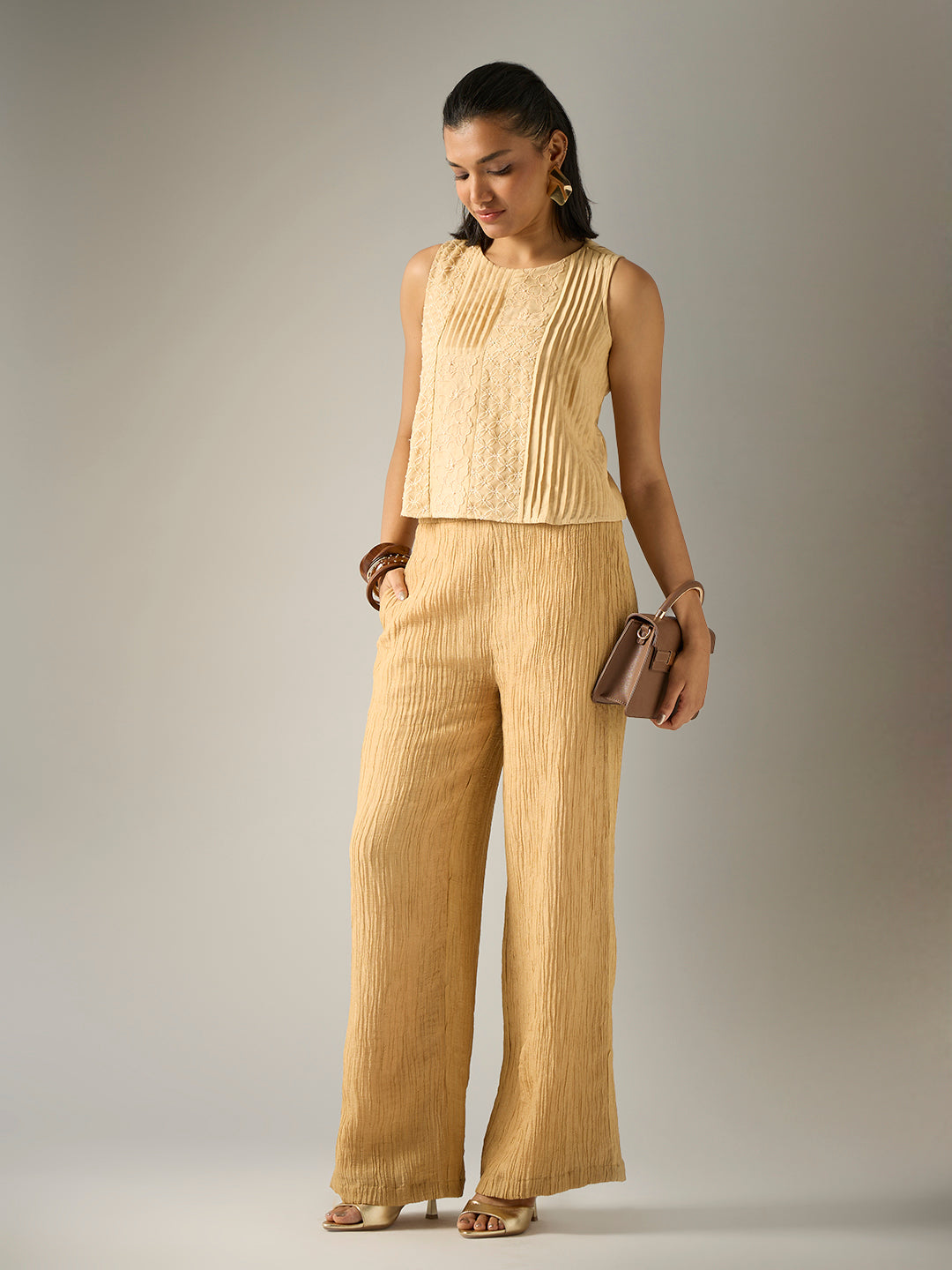 Embroidered Co-ord Set – Gold