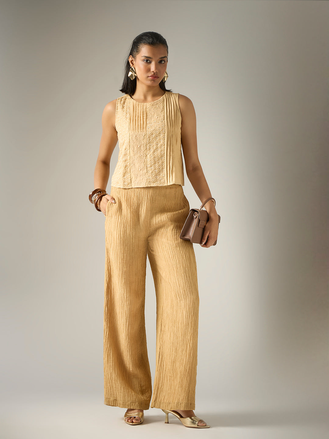 Embroidered Co-ord Set – Gold