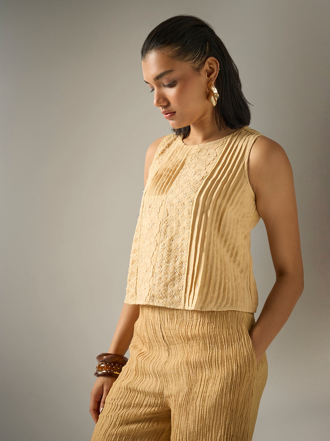 Embroidered Co-ord Set – Gold