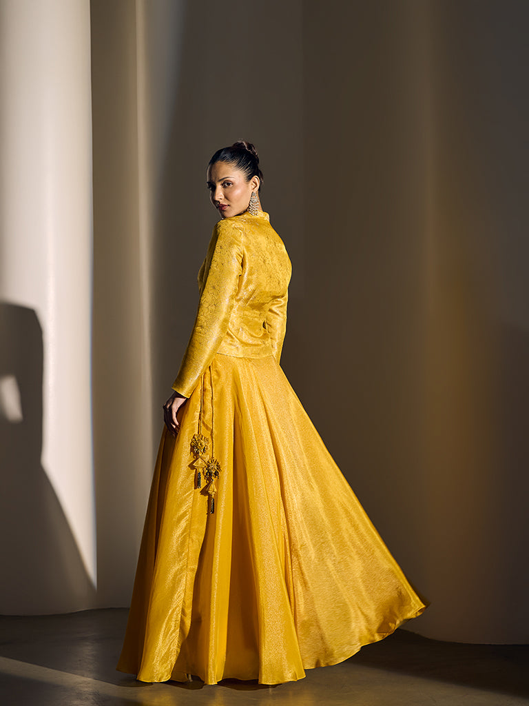 Flared Lehenga Skirt - Yellow