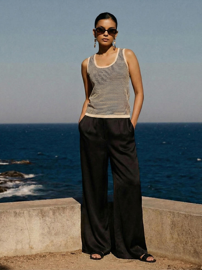 Samoh Knit-Textured Tank Top - Black