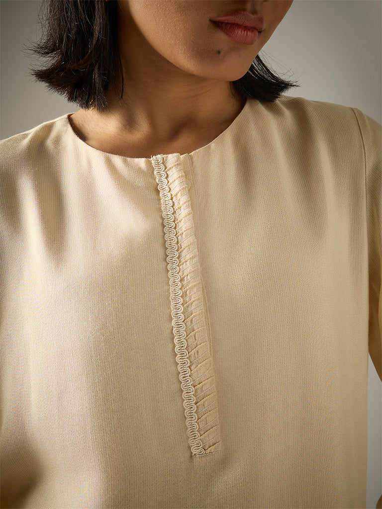 Three Piece Kurta Set – Cream