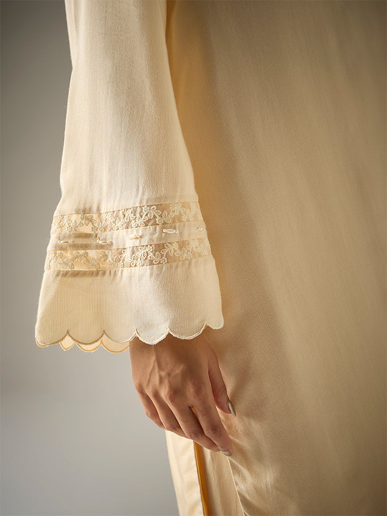 Three Piece Kurta Set – Cream