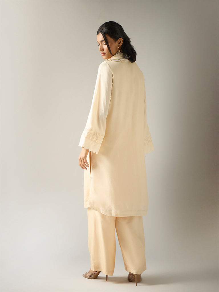 Three Piece Kurta Set – Cream