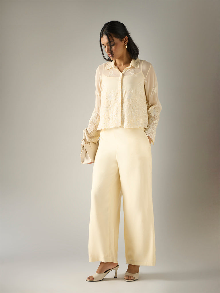 Wide-Leg Pants – Cream
