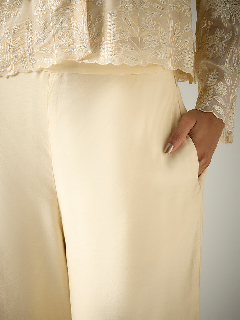 Wide-Leg Pants – Cream