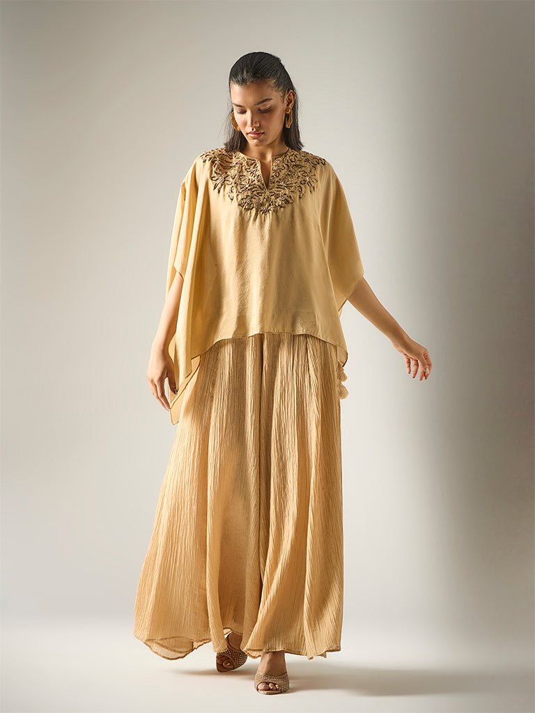 Embroidered Kaftan Top – Gold