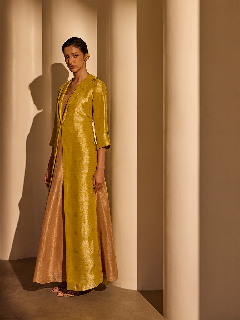 Maxi Dress with Jacket Set - Mustard
