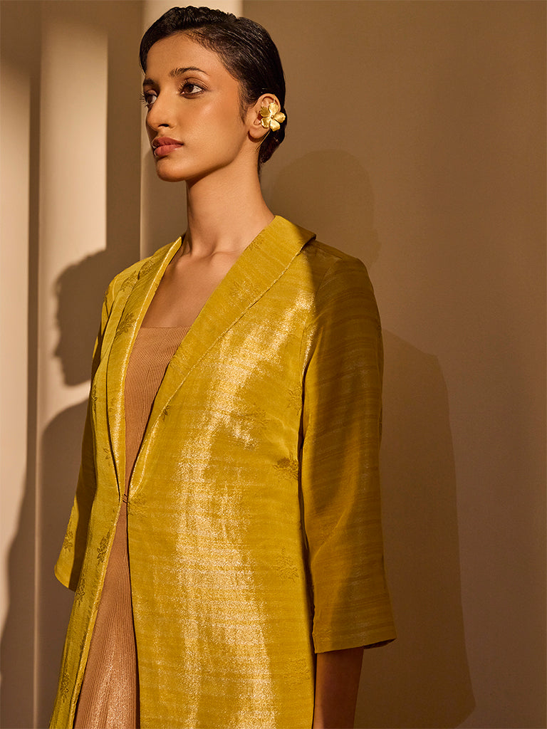 Maxi Dress with Jacket Set - Mustard