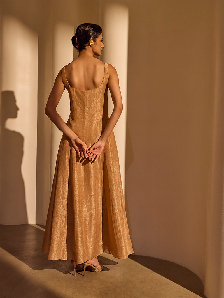 Maxi Dress with Jacket Set - Mustard