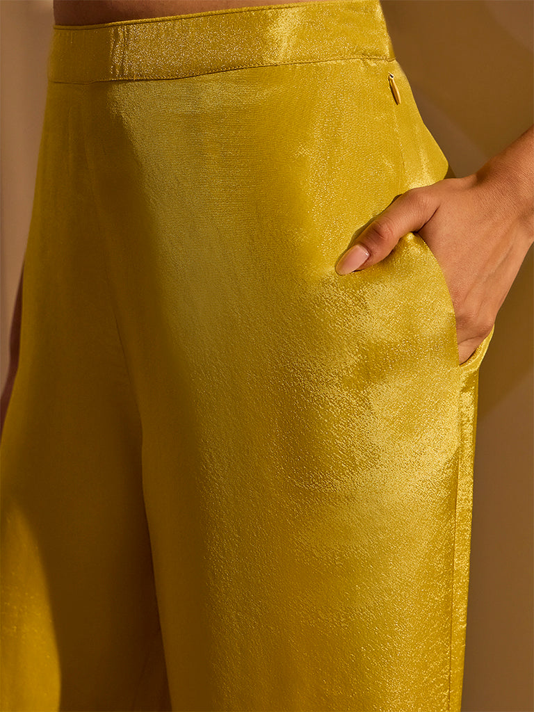Textured Straight-Leg Pants - Yellow