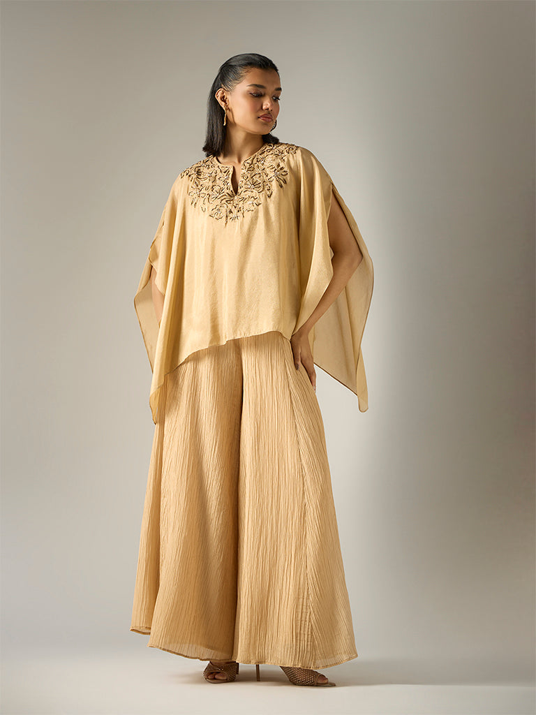 Crushed Tissue Palazzos – Gold