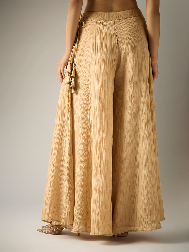 Crushed Tissue Palazzos – Gold