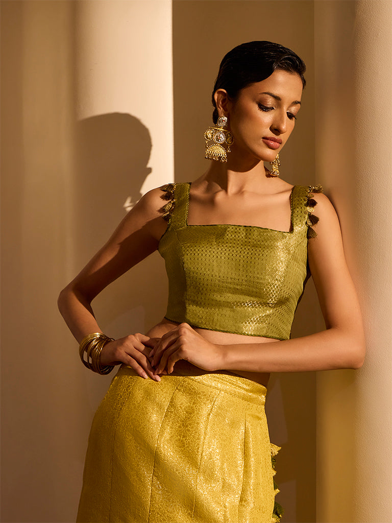 Jacquard Blouse - Olive