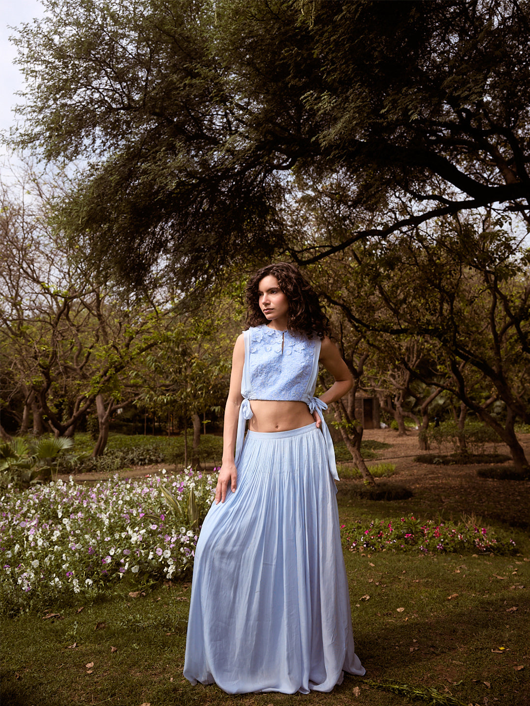 Maxi Pleated Skirt - Blue