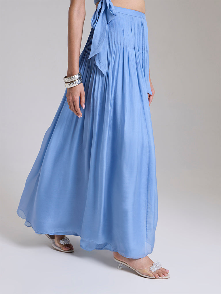 Maxi Pleated Skirt - Blue