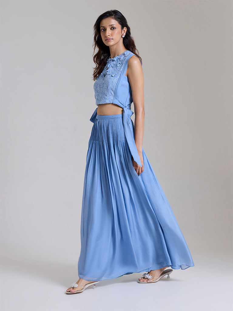 Maxi Pleated Skirt - Blue