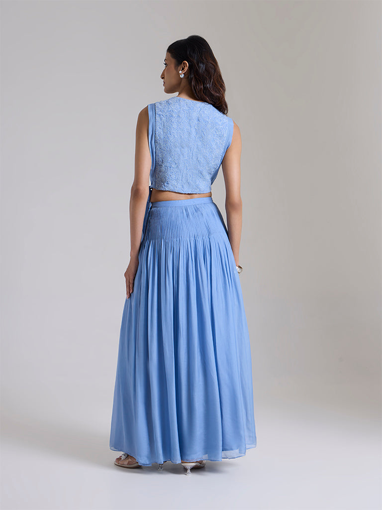 Maxi Pleated Skirt - Blue