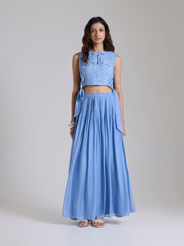 Floral Applique Top - Blue
