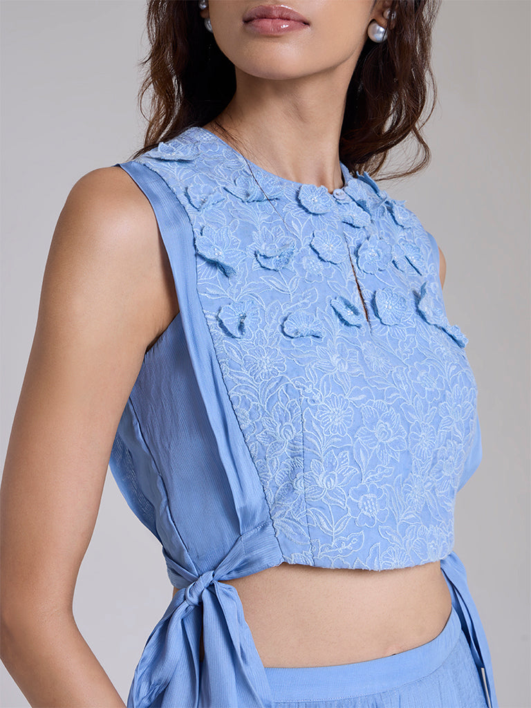 Floral Applique Top - Blue