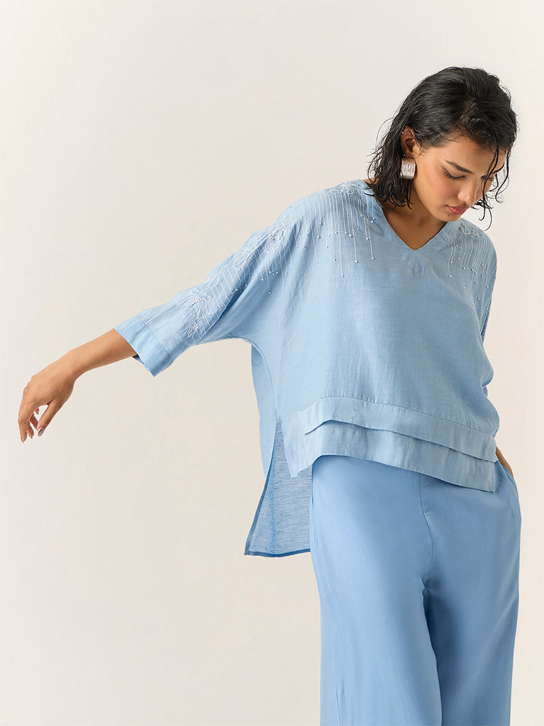 Embroidered Top – Blue