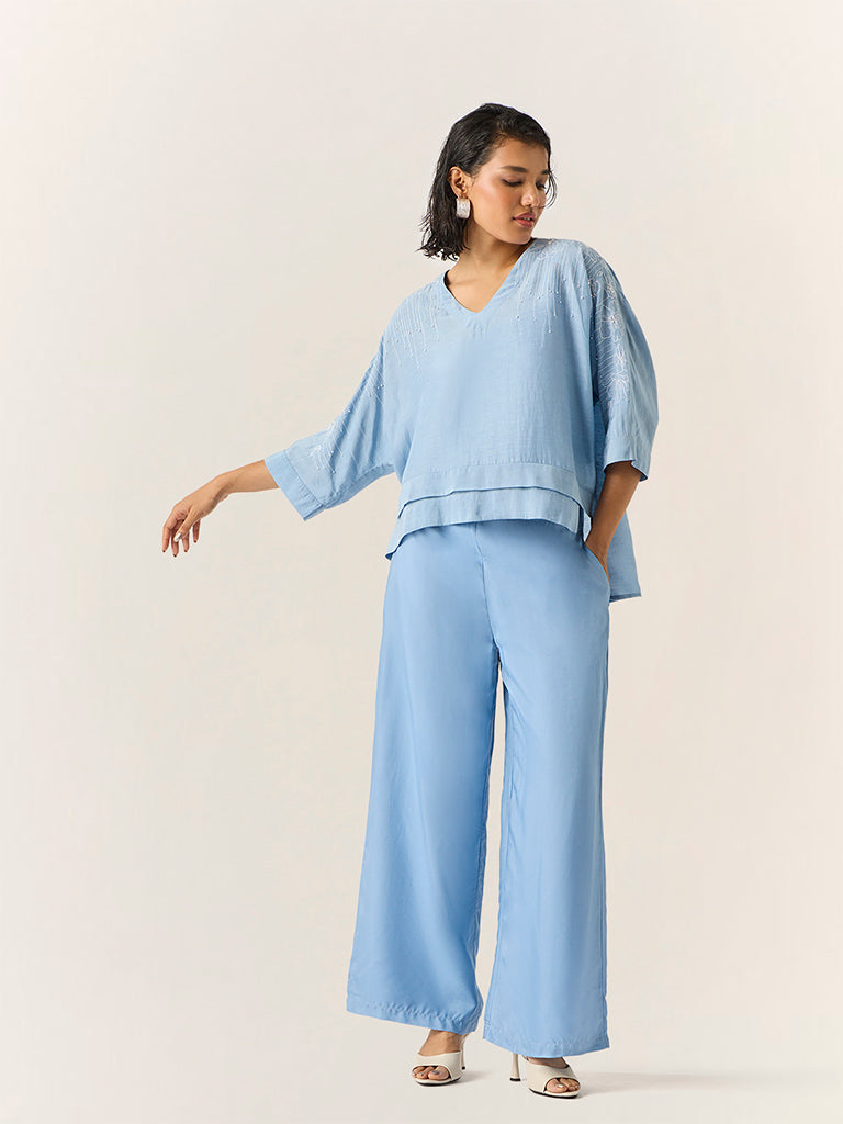 Embroidered Top – Blue