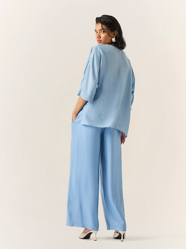 Embroidered Top – Blue