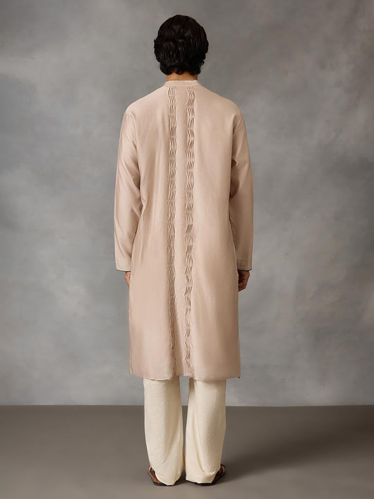 Pleated Kurta Set - Oyster
