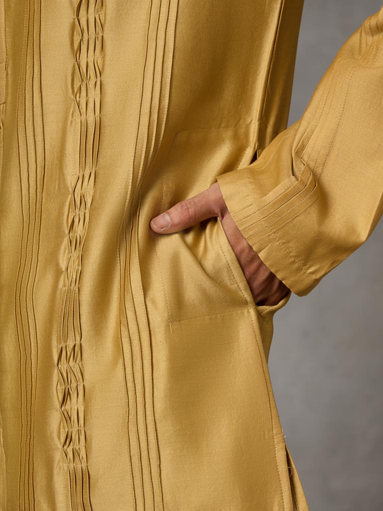 Pintuck Detail Kurta Set - Mustard