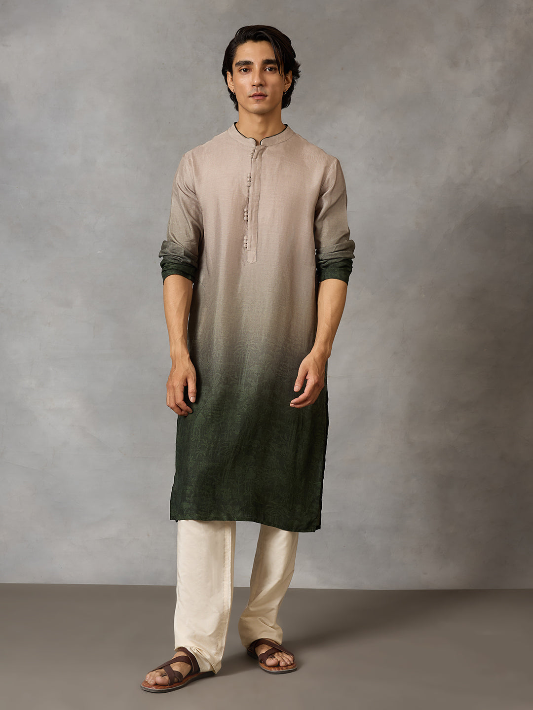 Ombre Printed Kurta - Olive