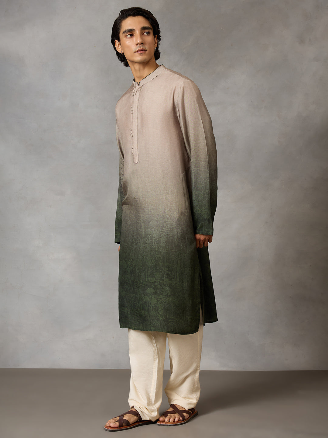 Ombre Printed Kurta - Olive