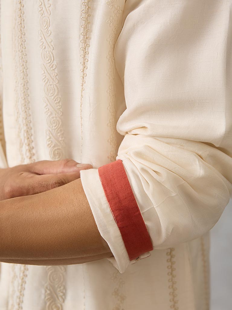 Dori Embroidered Kurta - Off White