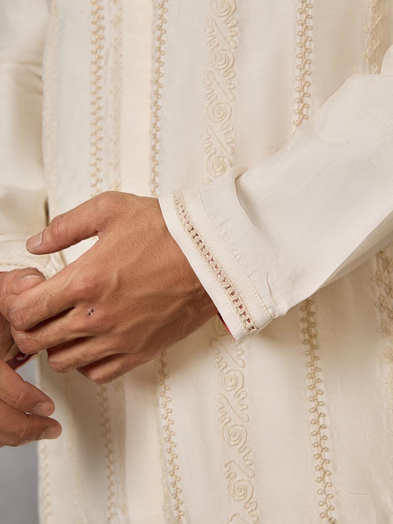 Dori Embroidered Kurta - Off White