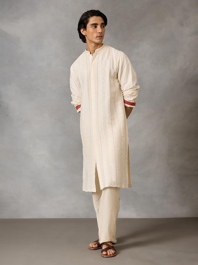 Dori Embroidered Kurta - Off White