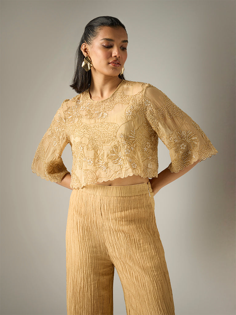 Embellished Crop Top – Gold