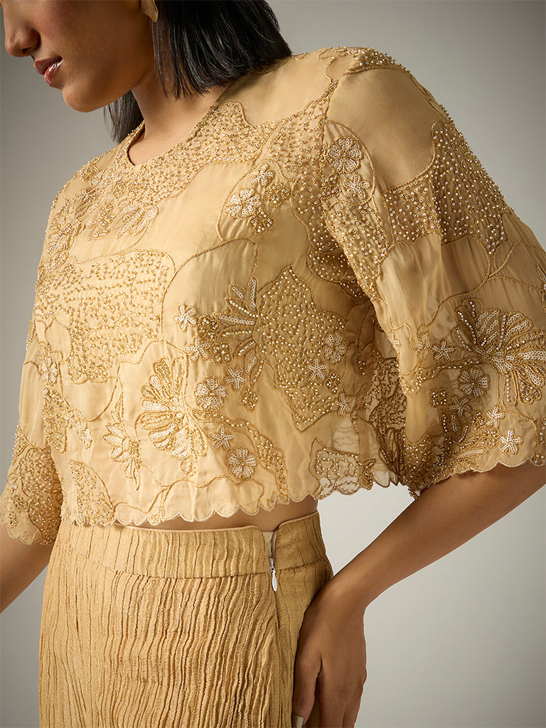 Embellished Crop Top – Gold