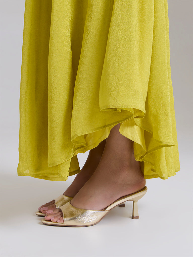 Floral Embroidered Maxi Dress - Lime