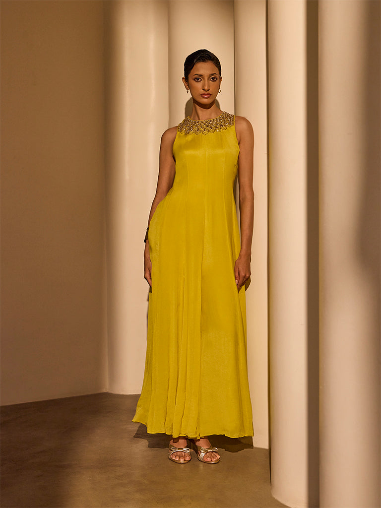 Embellished Jumpsuit - Yellow