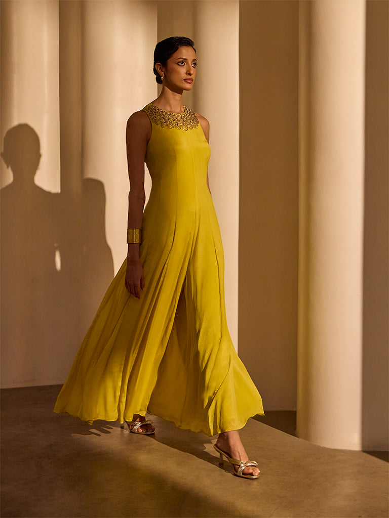 Embellished Jumpsuit - Yellow
