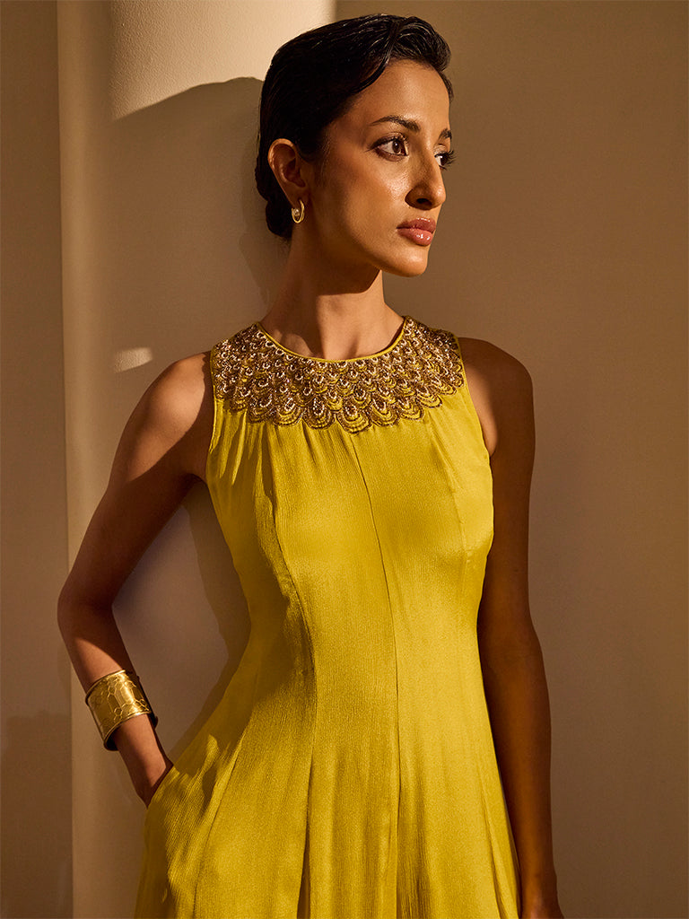 Embellished Jumpsuit - Yellow