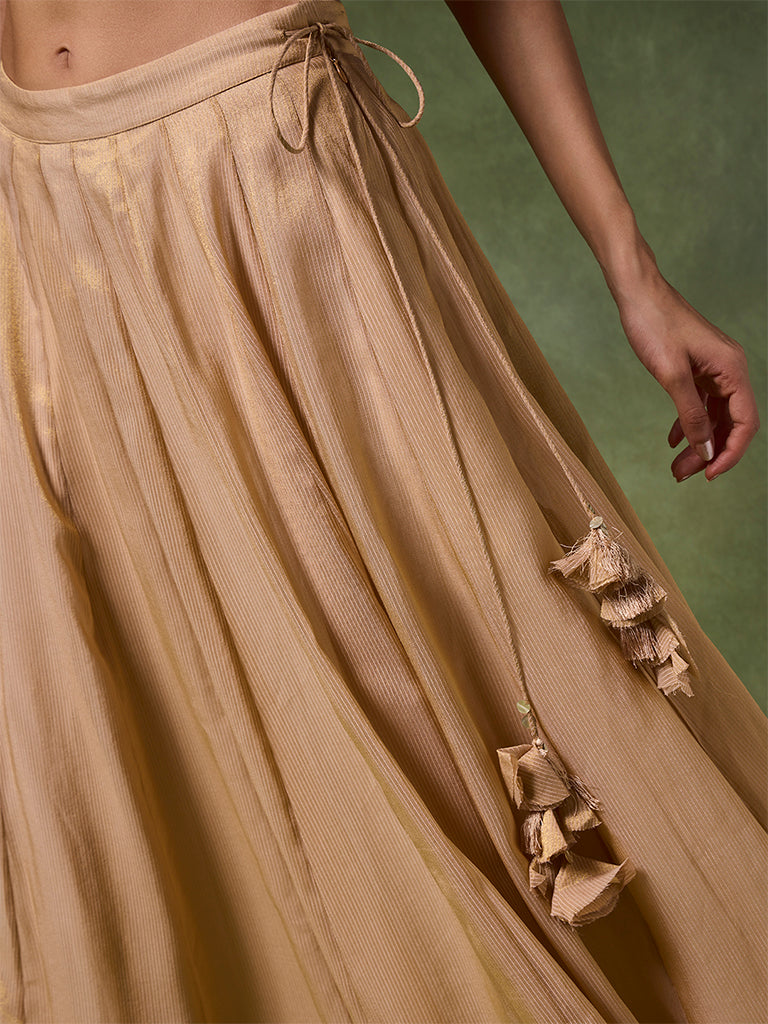 Flared Maxi Skirt – Beige
