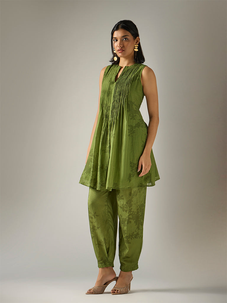 Samoh Printed Tapered Pants – Green