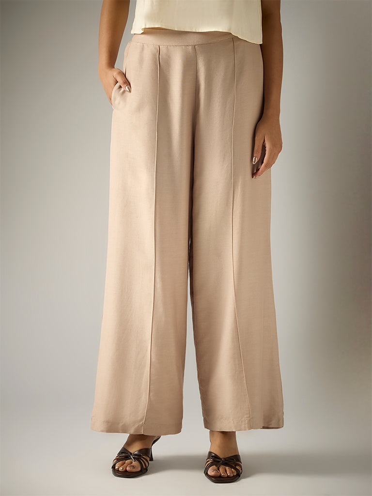 Wide-Leg Pants – Beige