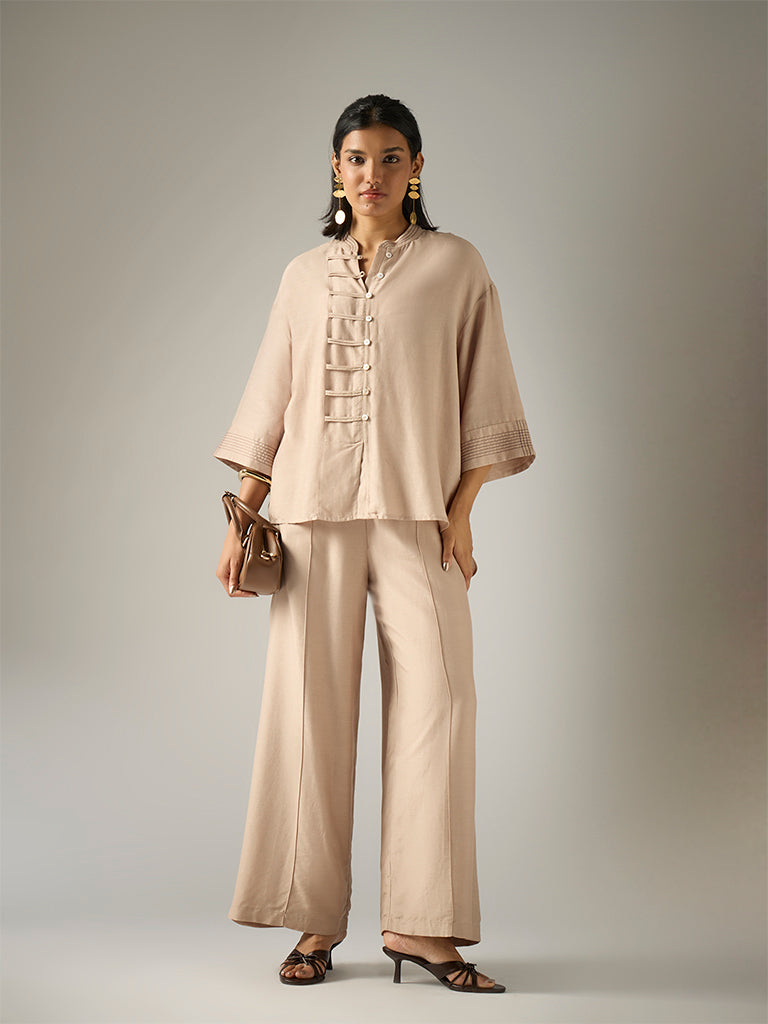 Wide-Leg Pants – Beige