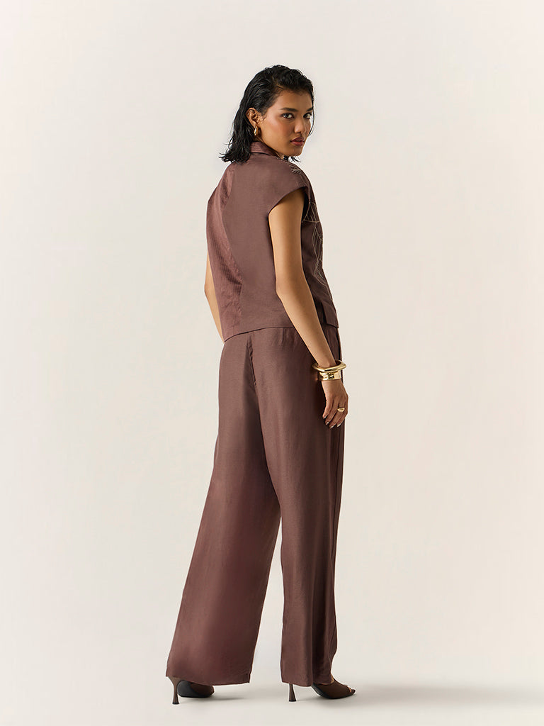 Co-ord Set with embroidery  – Brown