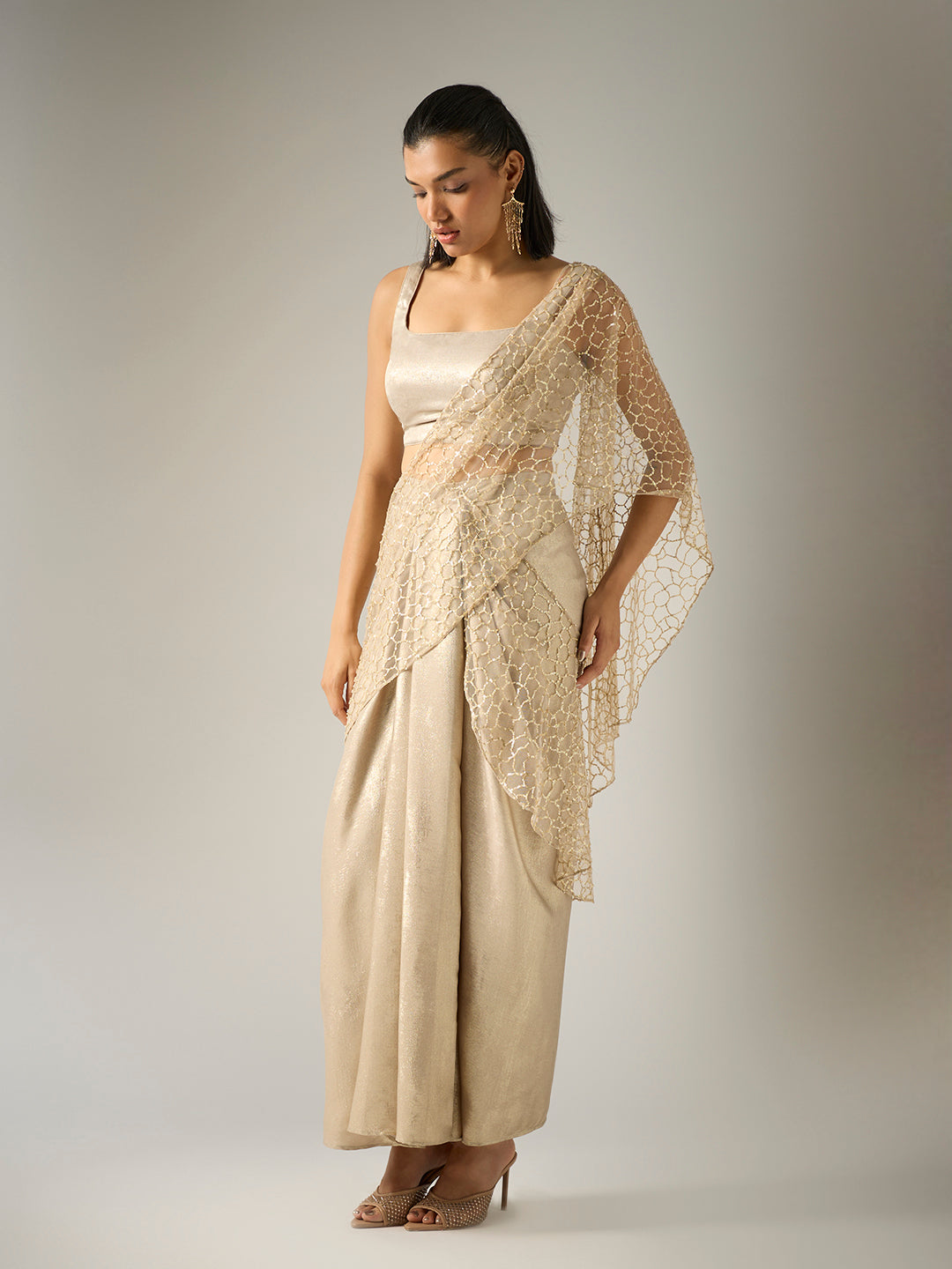 Sequins Cape and Skirt Set