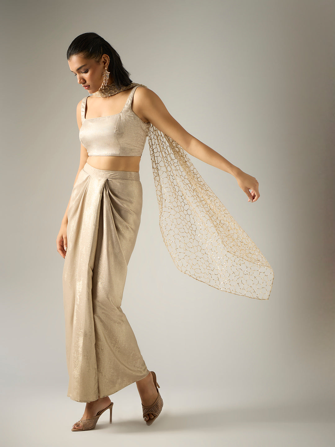 Sequins Cape and Skirt Set