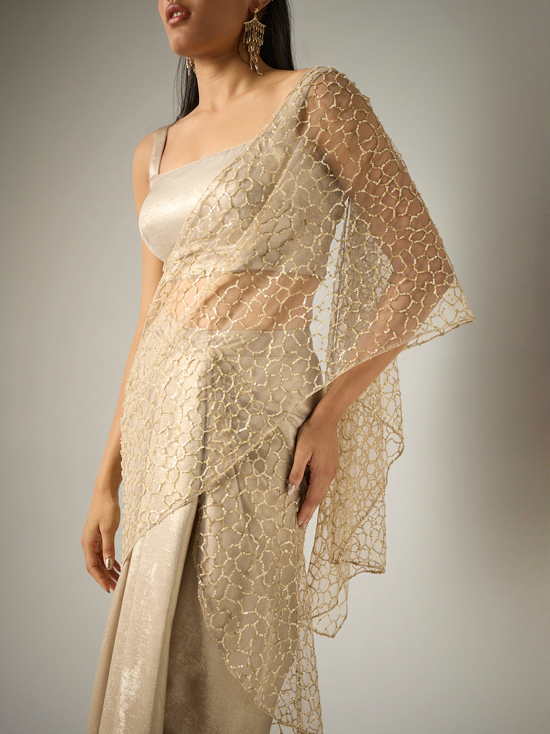Sequins Cape and Skirt Set