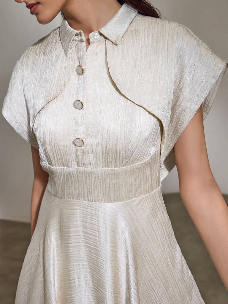 Textured Shirt Dress - Ivory